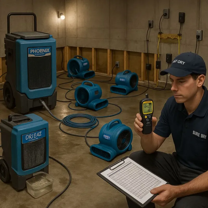 Structural Drying and Dehumidification process in West Barnstable, MA